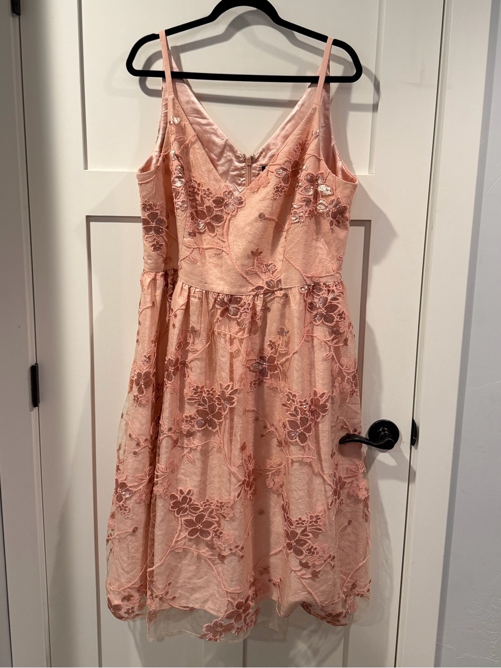 City Chic 16 pink sequin floral mesh overlay dress